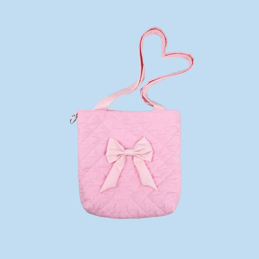 Bow Tote Bag in Pastel Pink