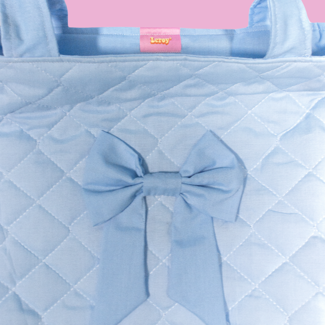 Bow Tote Bag in Baby Blue