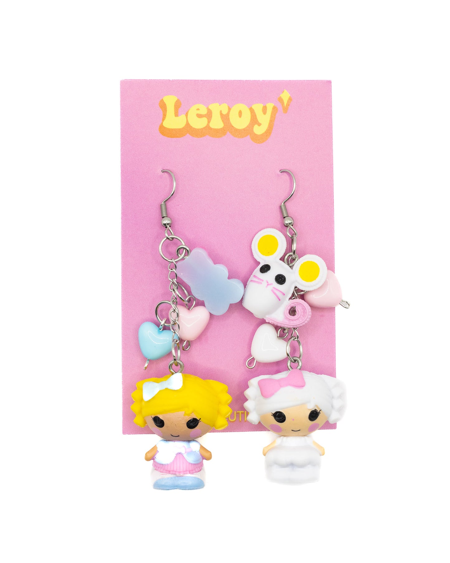 Pink, Blue and White Lalaloopsy Earrings
