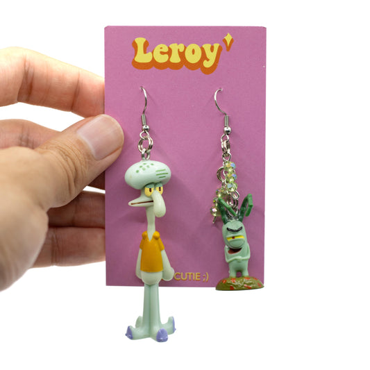 Squidward and Plankton SpongeBob Earrings