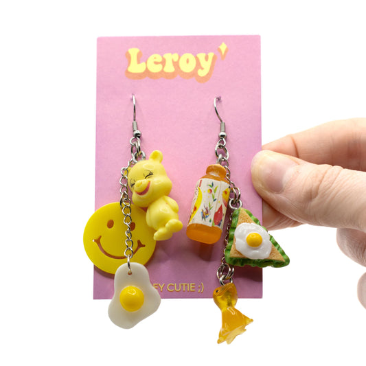 Yellow Sunny Side Up Charm Earrings