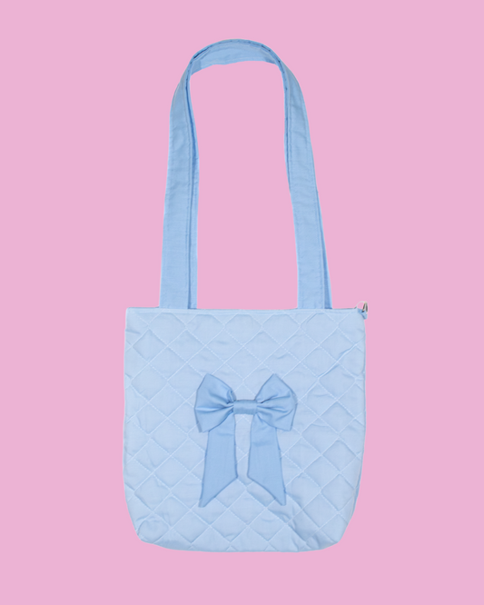 Bow Tote Bag in Baby Blue