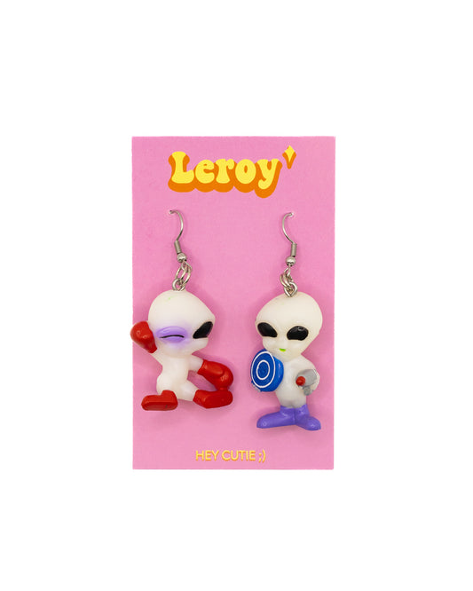 Glow in the Dark Alien Earrings (Red and Blue)