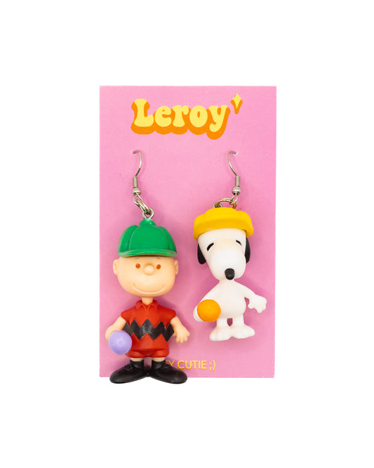 Snoopy and Charlie Brown Baseball Earrings