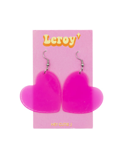 Big Pink Heart Earrings