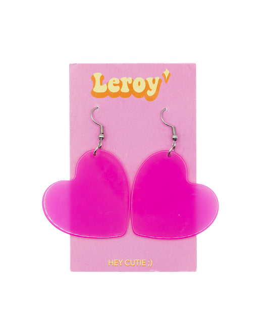 Big Pink Heart Earrings