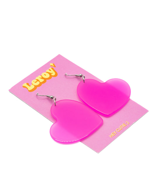Big Pink Heart Earrings
