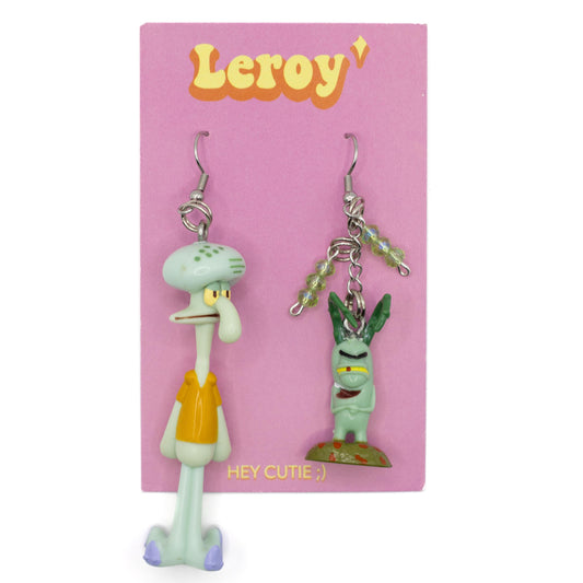 Squidward and Plankton SpongeBob Earrings