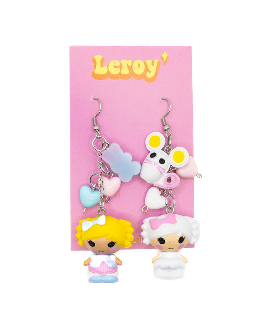 Pink, Blue and White Lalaloopsy Earrings